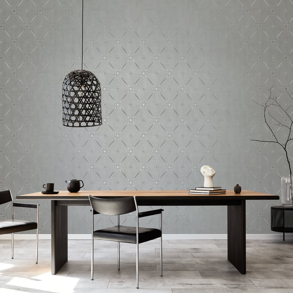 Special FX Geometric Spiral Wallpaper - Silver / Taupe - Galerie - G67722 - Premier Wallcovering