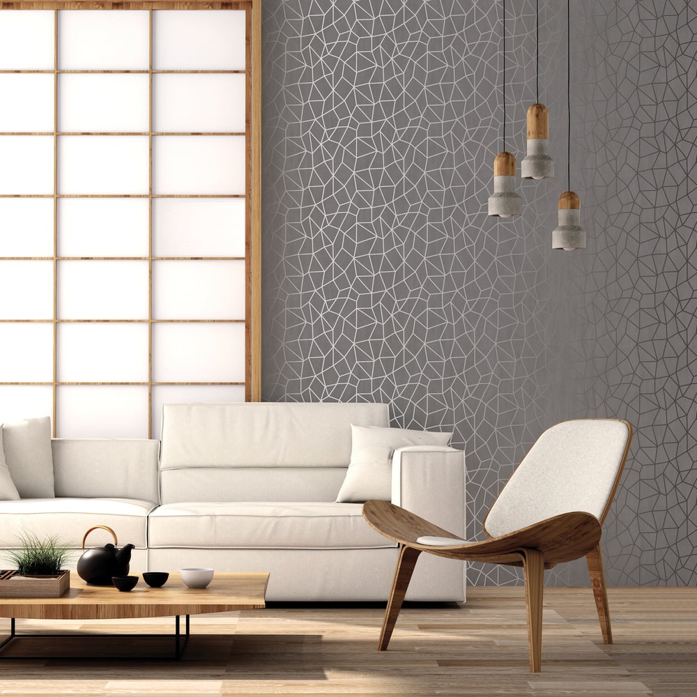 Special FX Metallic Web Effect Wallpaper - Silver / Stone Beige - Galerie - G67698 - Premier Wallcovering