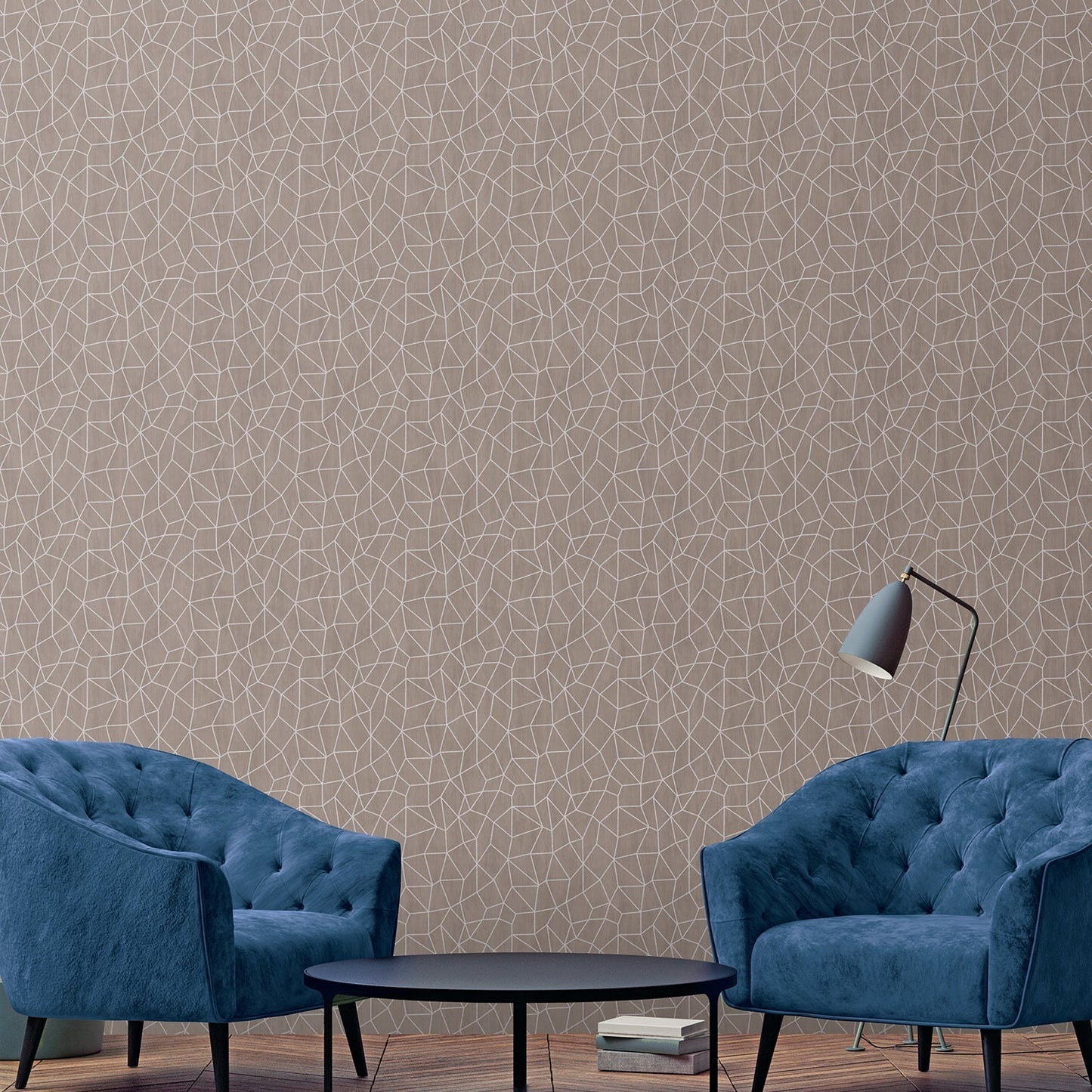 Special FX Metallic Web Effect Wallpaper - Silver / Stone Beige - Galerie - G67698 - Premier Wallcovering