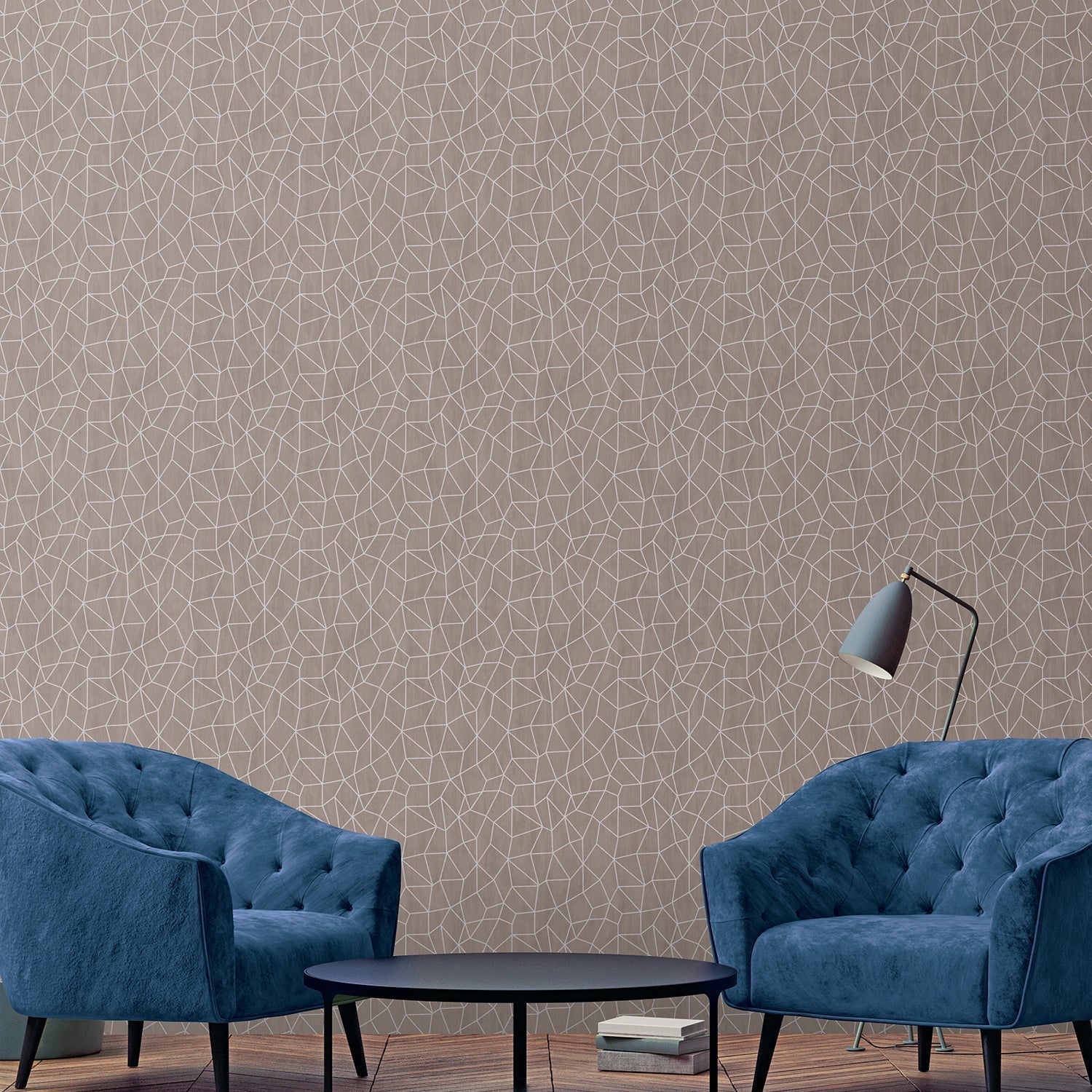 Special FX Metallic Web Effect Wallpaper - Silver / Stone Beige - Galerie - G67698 - Premier Wallcovering