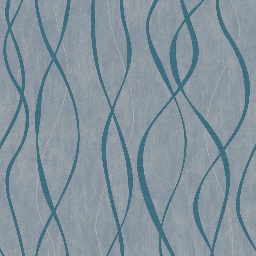 Special FX Ribbon Wallpaper - Aqua - Galerie - G67735 - Premier Wallcovering