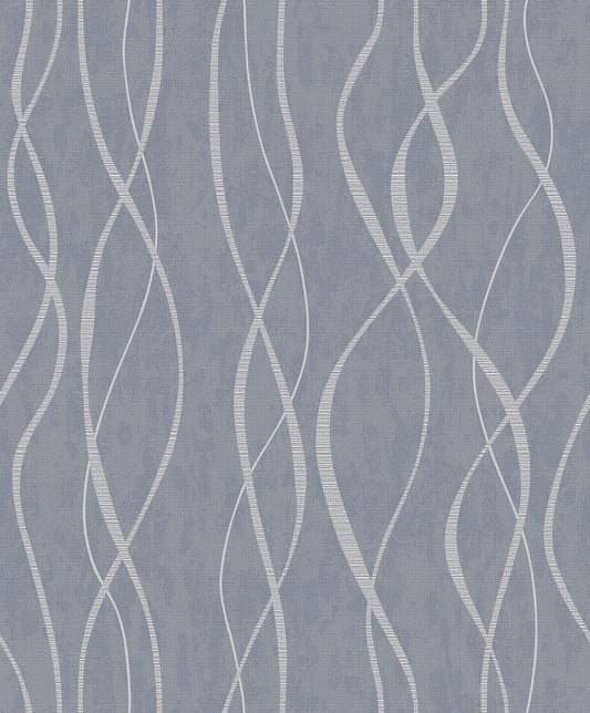 Special FX Ribbon Wallpaper - Blue - Galerie - G67720 - Premier Wallcovering
