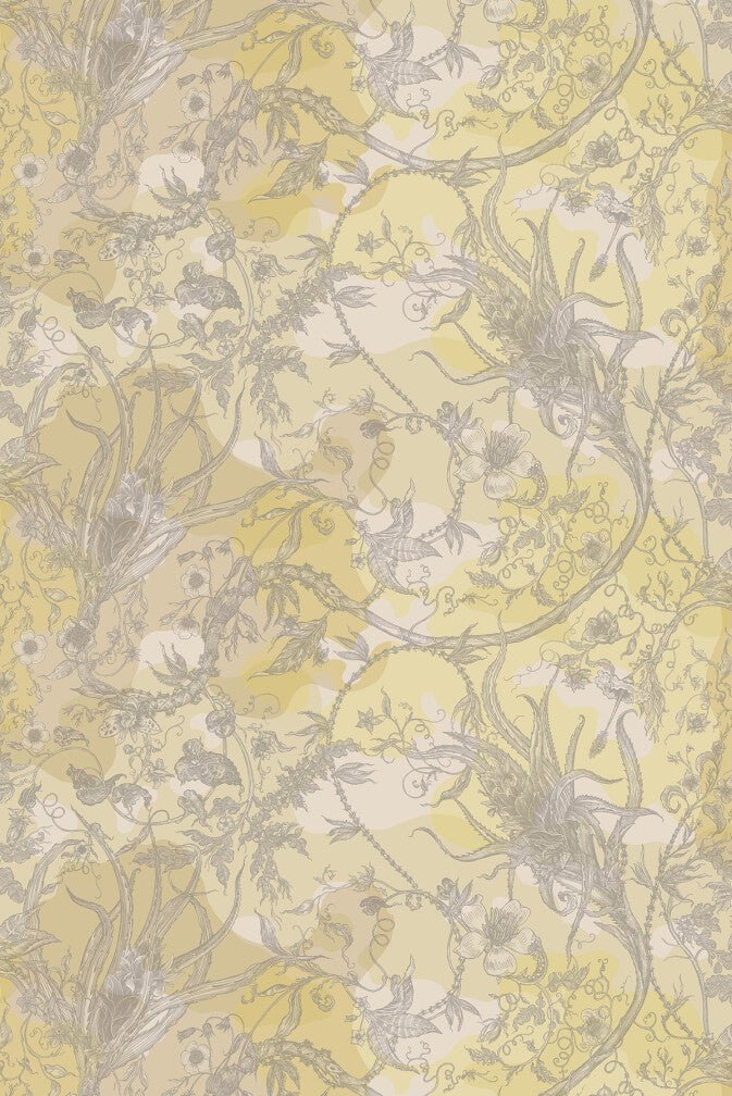 Spikey Ginger Camo Faux Suede Wallpaper - Pale Yellow - Timorous Beasties - DWN/SPG/SUEDE/02 - Premier Wallcovering