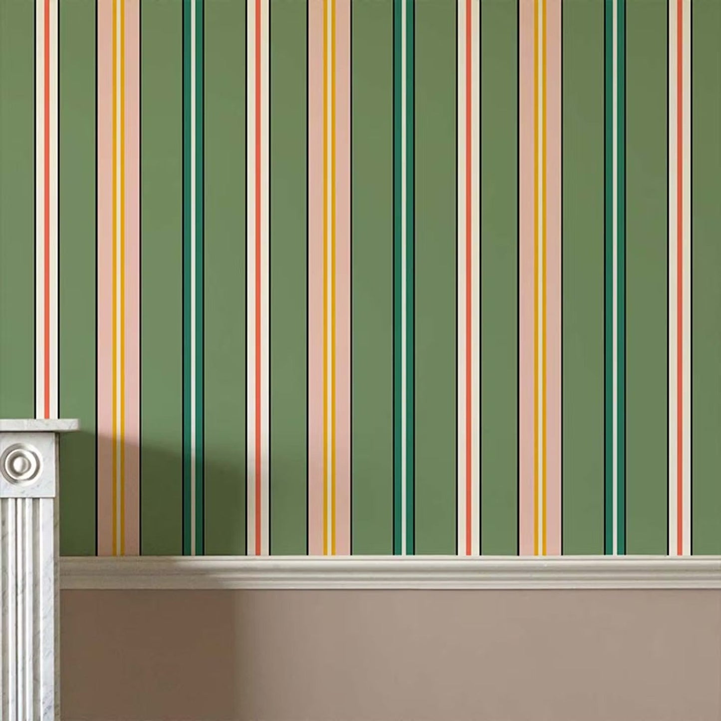 Sporty Stripes Wallpaper - Green - Ottoline - W/STRPS/101/1 - Premier Wallcovering