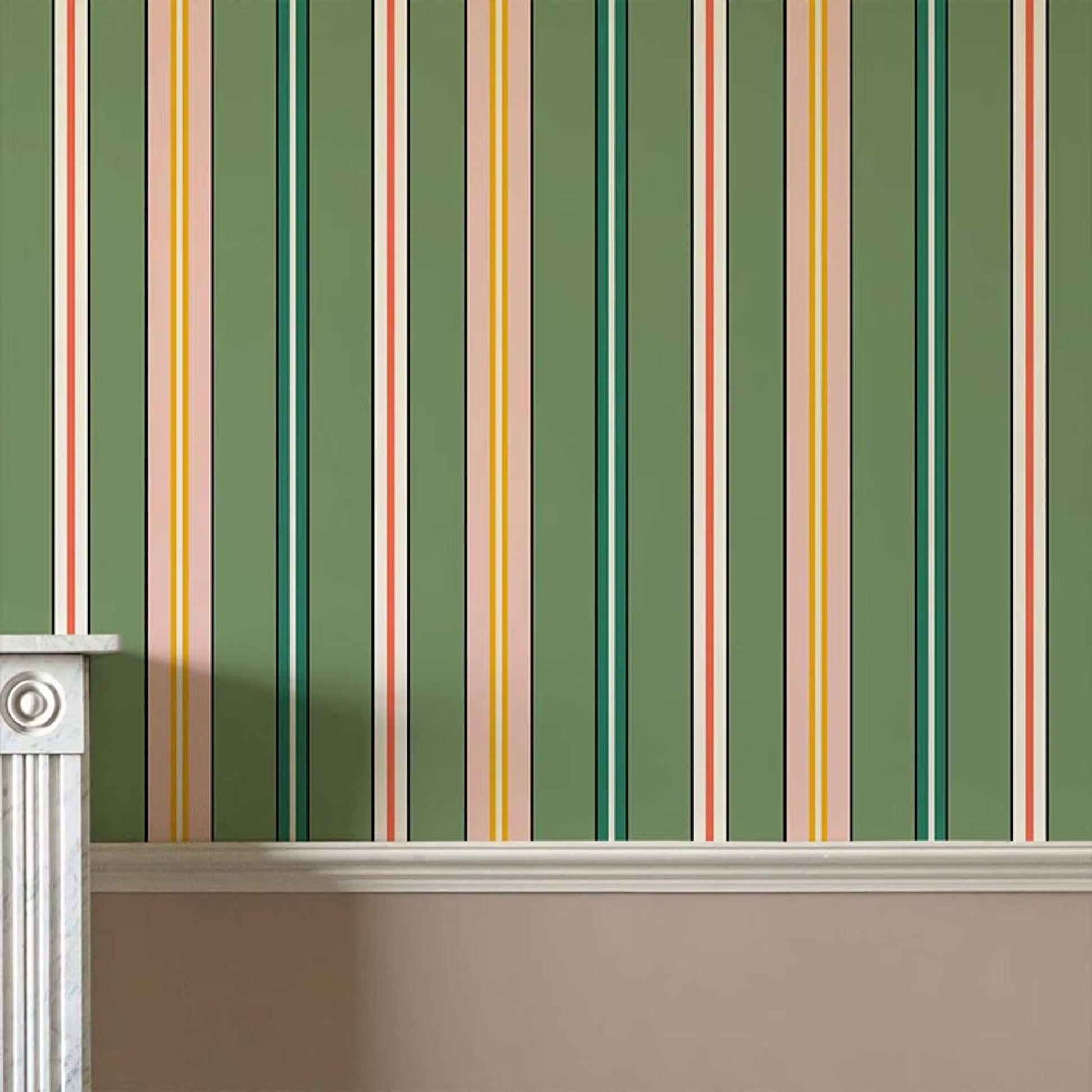 Sporty Stripes Wallpaper - Green - Ottoline - W/STRPS/101/1 - Premier Wallcovering