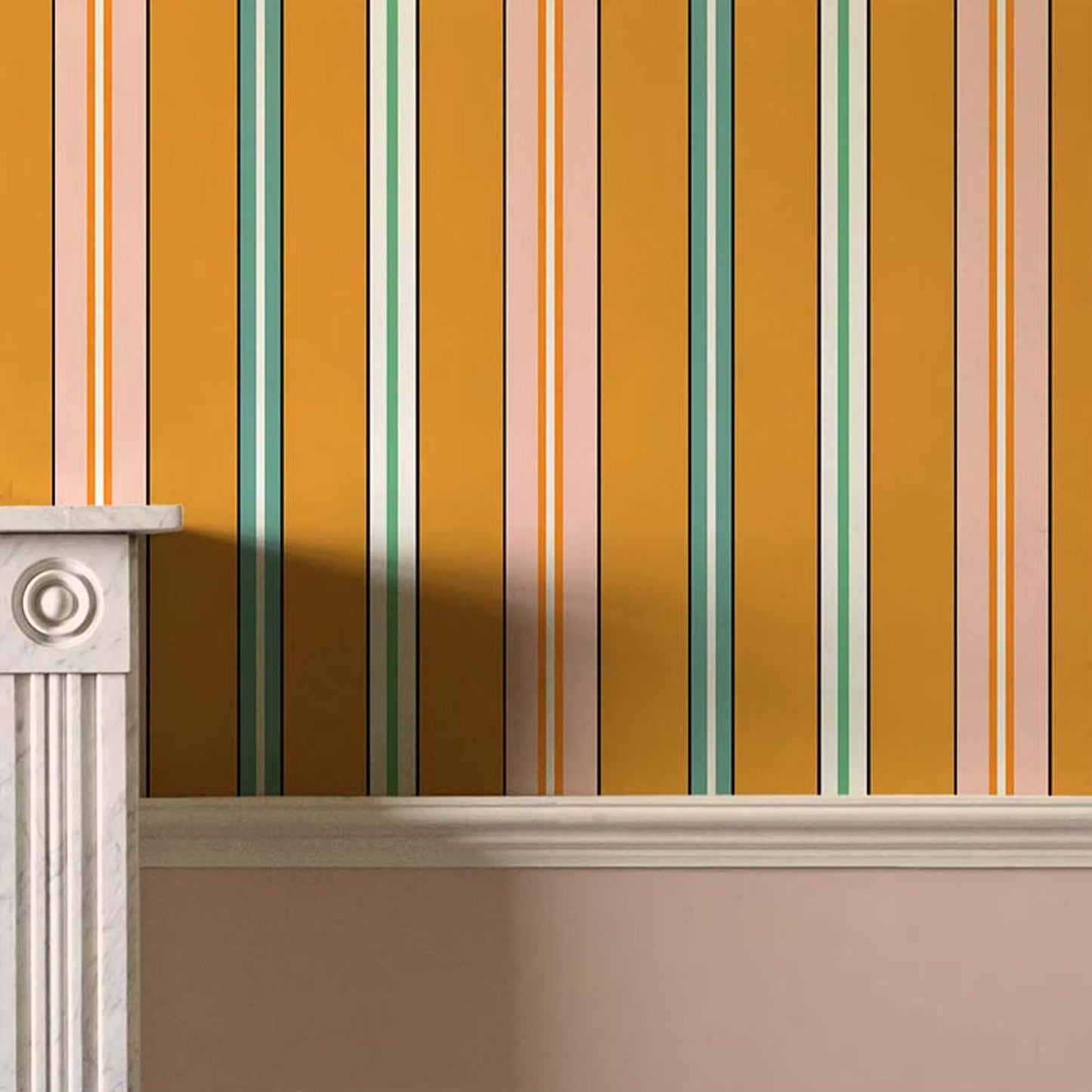 Sporty Stripes Wallpaper - Saffron - Ottoline - W/STRPS/101/4 - Premier Wallcovering