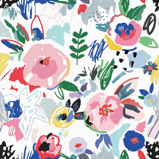 Spring Fling Wallpaper - Multicoloured on White - Lust Home - LH900323 - Premier Wallcovering
