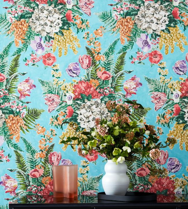 Spring Garden Wallpaper - Blue - Madeaux - W3350 - 01 - Premier Wallcovering