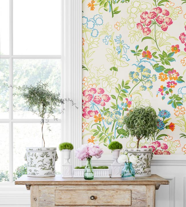 Spring Garden Wallpaper - Blue & White - Thibaut - T14336 - Premier Wallcovering