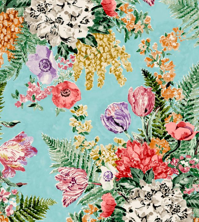 Spring Garden Wallpaper - Blue - Madeaux - W3350 - 01 - Premier Wallcovering