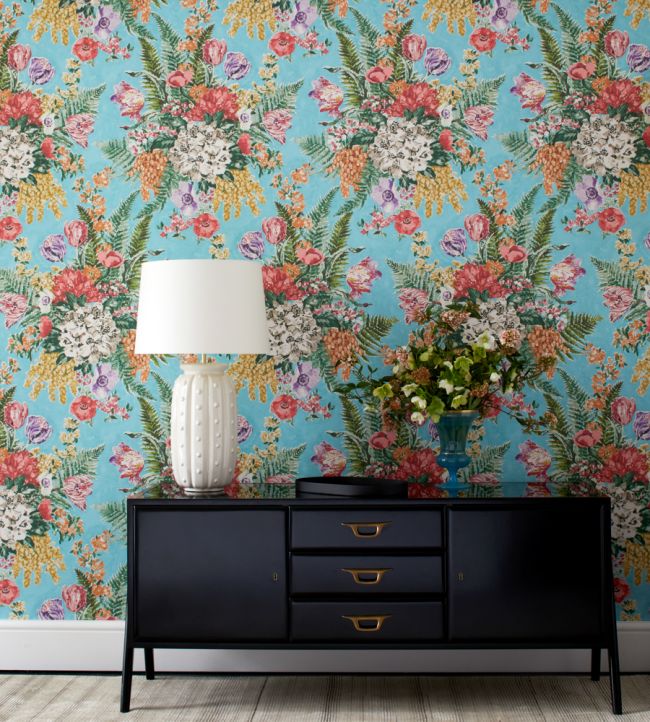 Spring Garden Wallpaper - Blue - Madeaux - W3350 - 01 - Premier Wallcovering