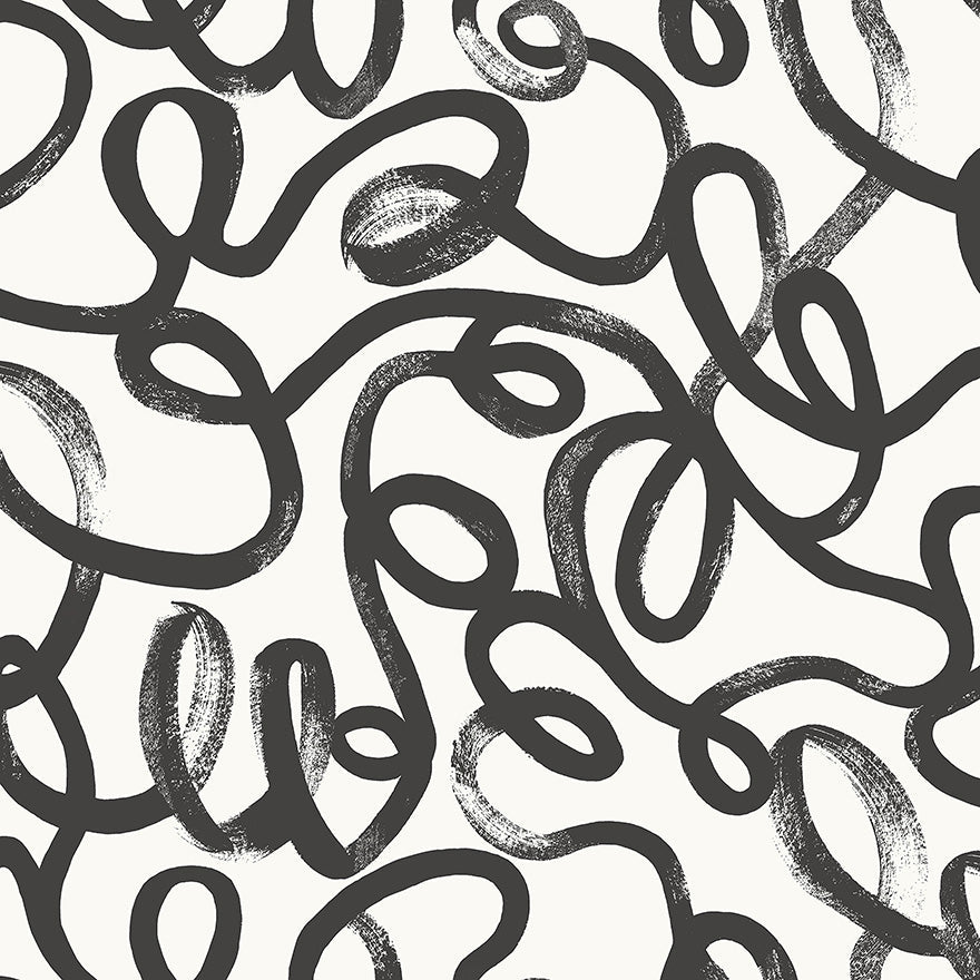 Squiggle Wallpaper - Black/White - Holden Décor - 13360 - Premier Wallcovering