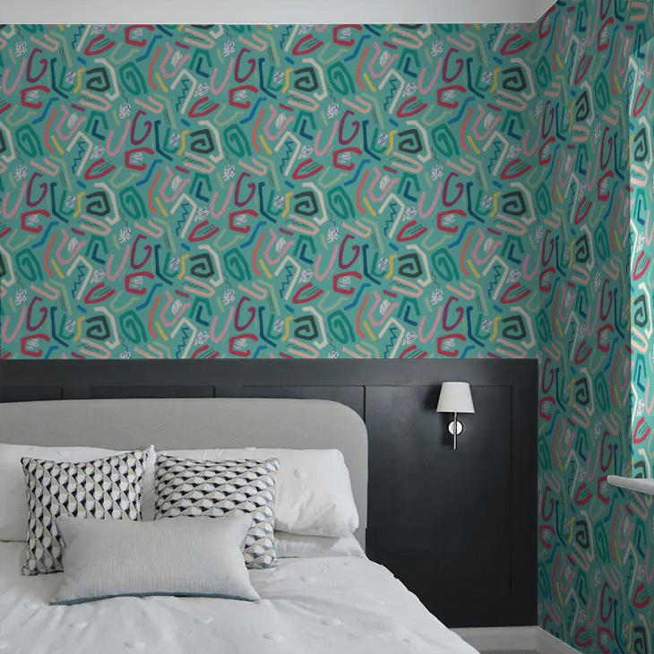 Squiggle Wallpaper - Aquamarine - Ohpopsi - ABS50127W - Premier Wallcovering