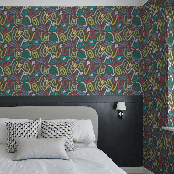 Squiggle Wallpaper - Onyx Bright - Ohpopsi - ABS50128W - Premier Wallcovering