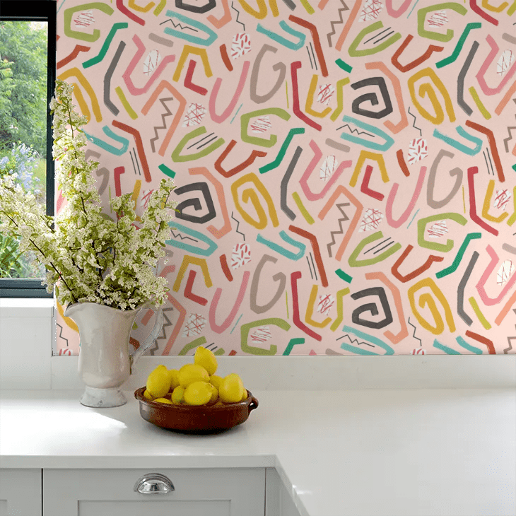 Squiggle Wallpaper - Coral Twist - Ohpopsi - ABS50125W - Premier Wallcovering