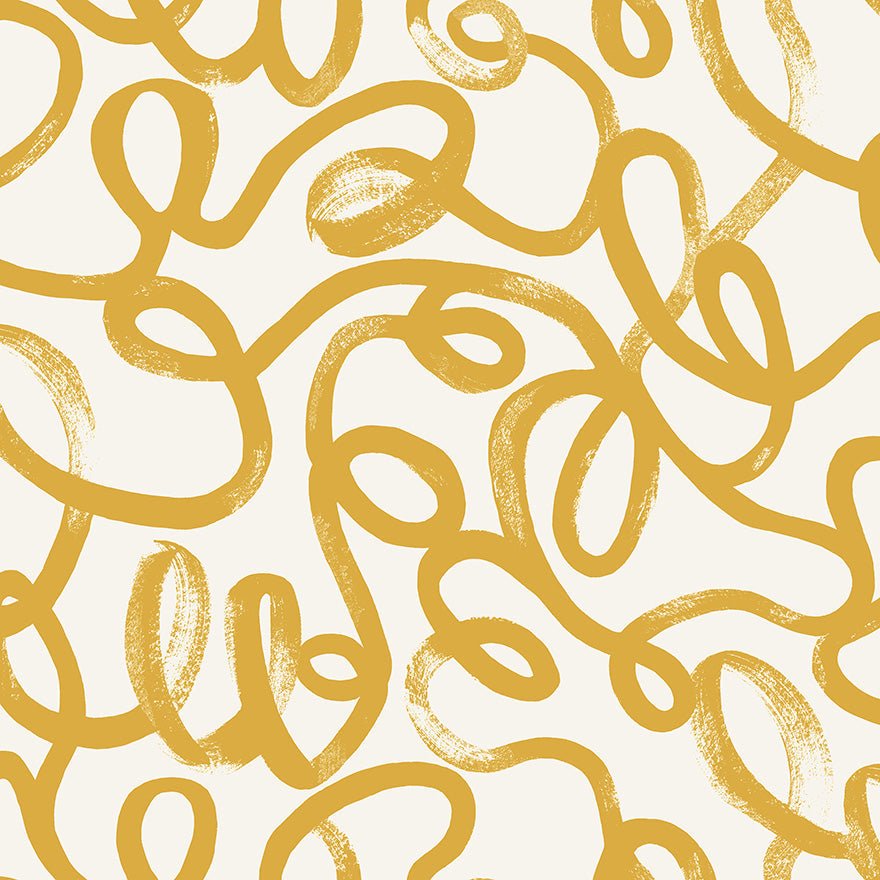 Squiggle Wallpaper - Ochre/White - Holden Décor - 13361 - Premier Wallcovering