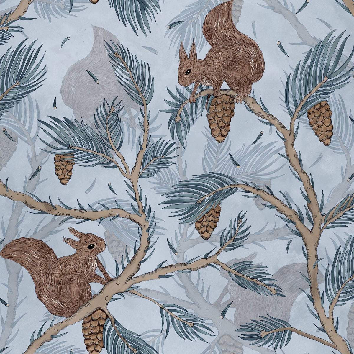 Squirrel Mountain Wallpaper - Sky - Rebel Walls - R17982 - Premier Wallcovering