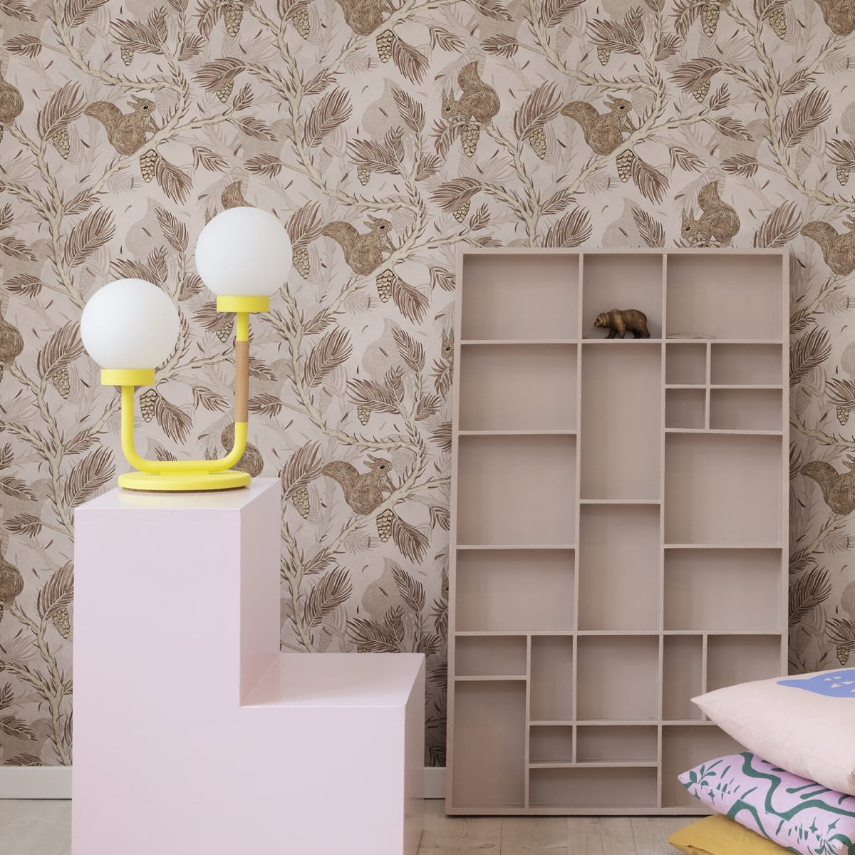 Squirrel Mountain Wallpaper - Pink - Rebel Walls - R17981 - Premier Wallcovering