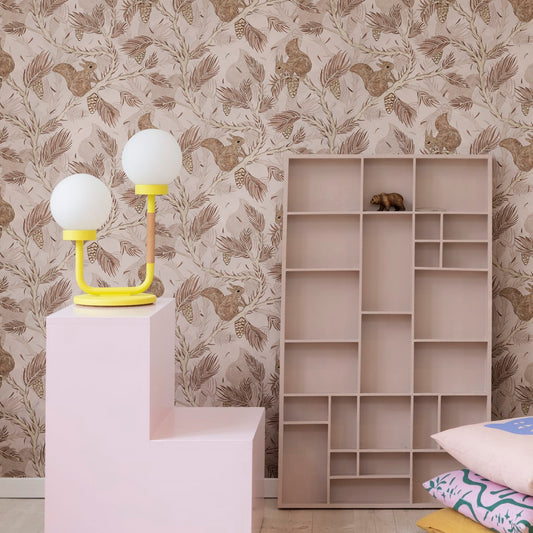 Squirrel Mountain Wallpaper - Pink - Rebel Walls - R17981 - Premier Wallcovering