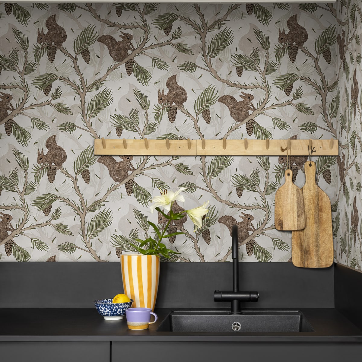 Squirrel Mountain Wallpaper - Sand - Rebel Walls - R17983 - Premier Wallcovering