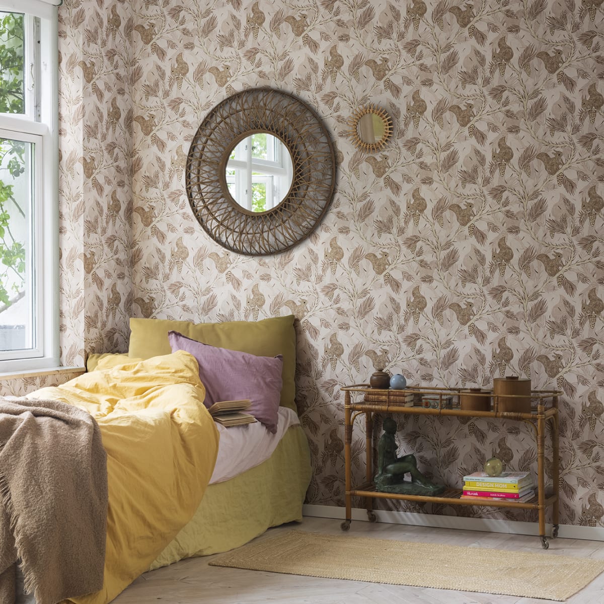 Squirrel Mountain Wallpaper - Pink - Rebel Walls - R17981 - Premier Wallcovering