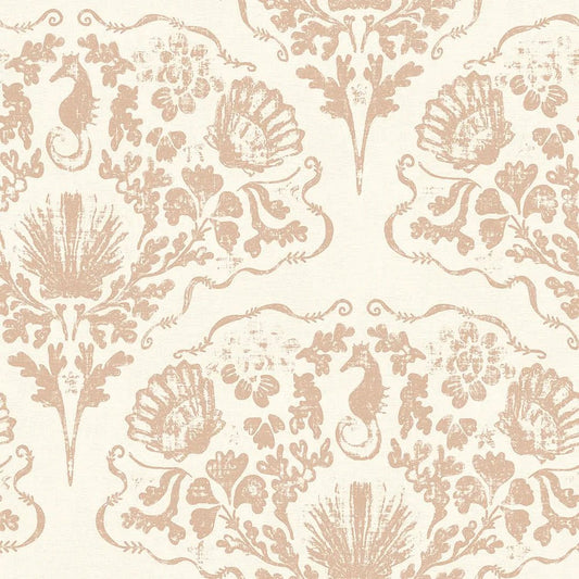 St. Mawes Lace Wallpaper - Soft Spice on Pearl White - LAN100323 - Lucie Annabel - Premier Wallcovering