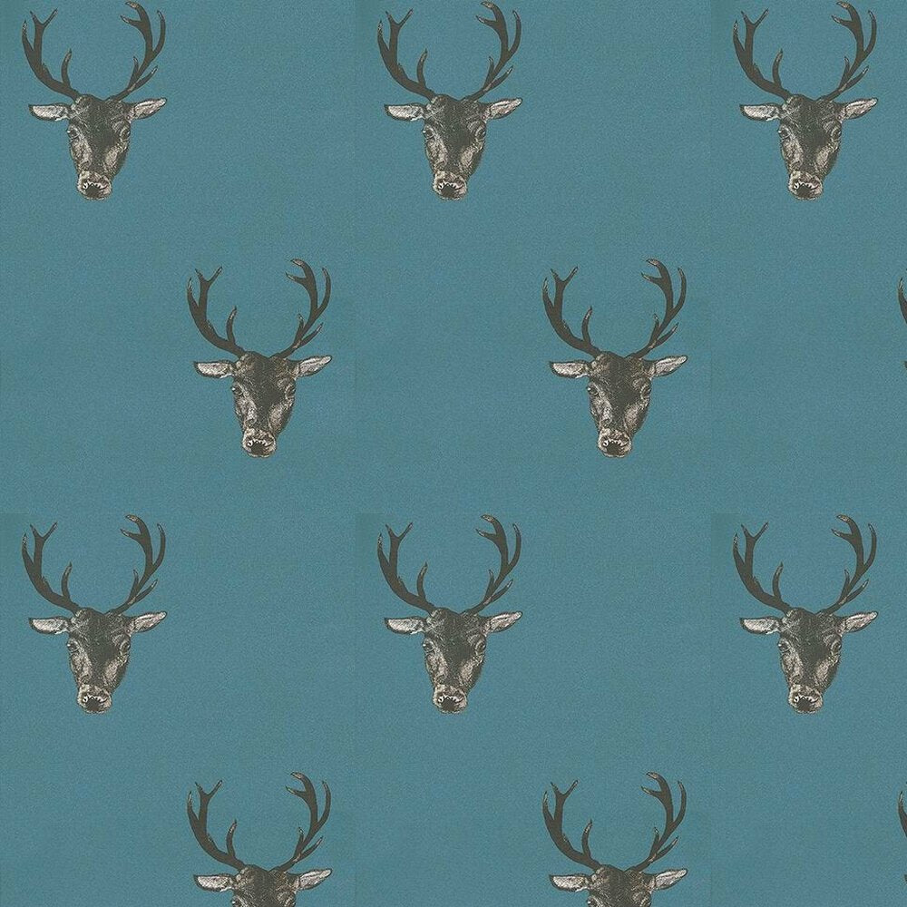 Stag Print Wallpaper - Teal - The Graduate Collection - 26220 - Premier Wallcovering