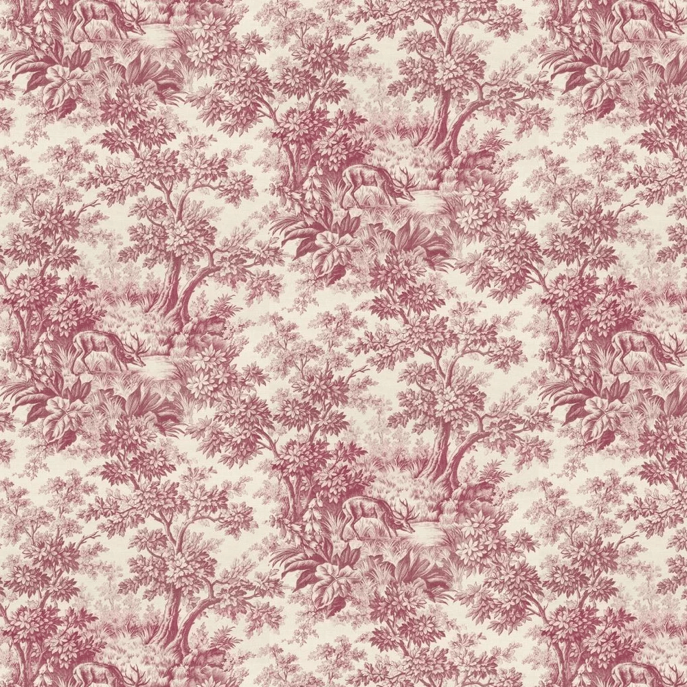 Stag Toile Wallpaper - Burgundy - Little Greene - 0284SGBURGU - Premier Wallcovering