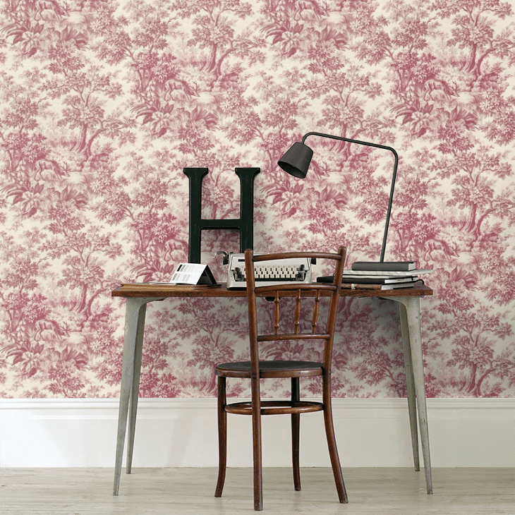 Stag Toile Wallpaper - Burgundy - Little Greene - 0284SGBURGU - Premier Wallcovering