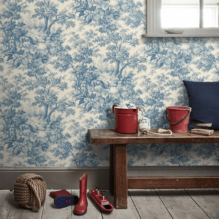 Stag Toile Wallpaper - Juniper - Little Greene - 0284SGJUNIP - Premier Wallcovering