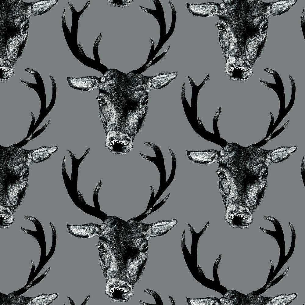 Stag Wallpaper - Grey - The Graduate Collection - LB1STAWALGRE - Premier Wallcovering