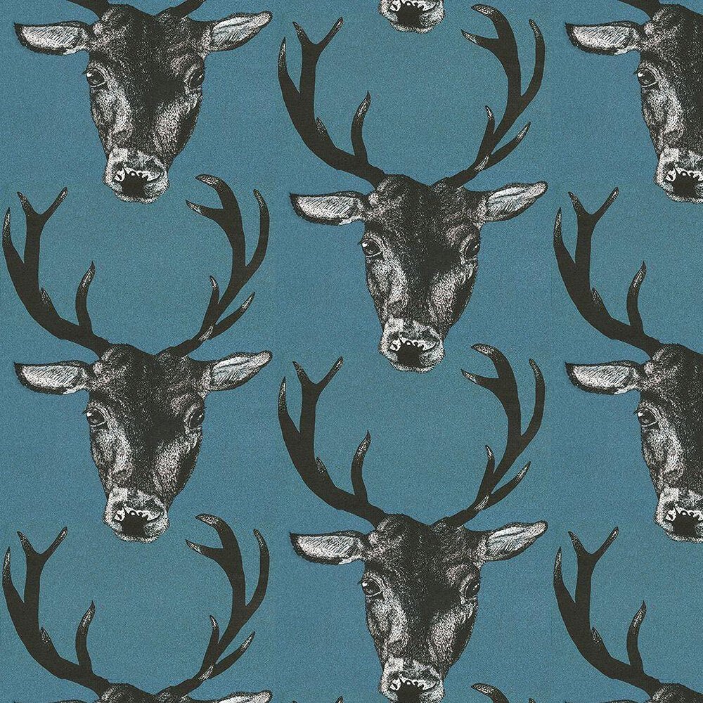 Stag Wallpaper - Teal - The Graduate Collection - 26218 - Premier Wallcovering