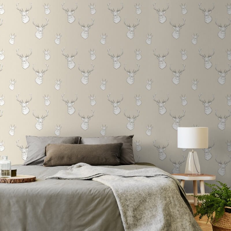 Stag Wallpaper - Cream - Catherine Lansfield - 165514 - Premier Wallcovering
