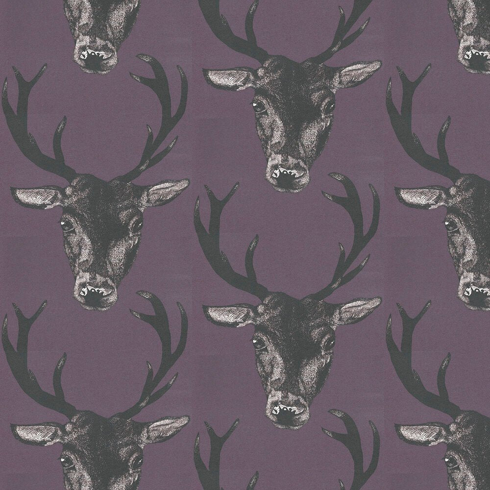 Stag Wallpaper - Plum - The Graduate Collection - 29490 - Premier Wallcovering