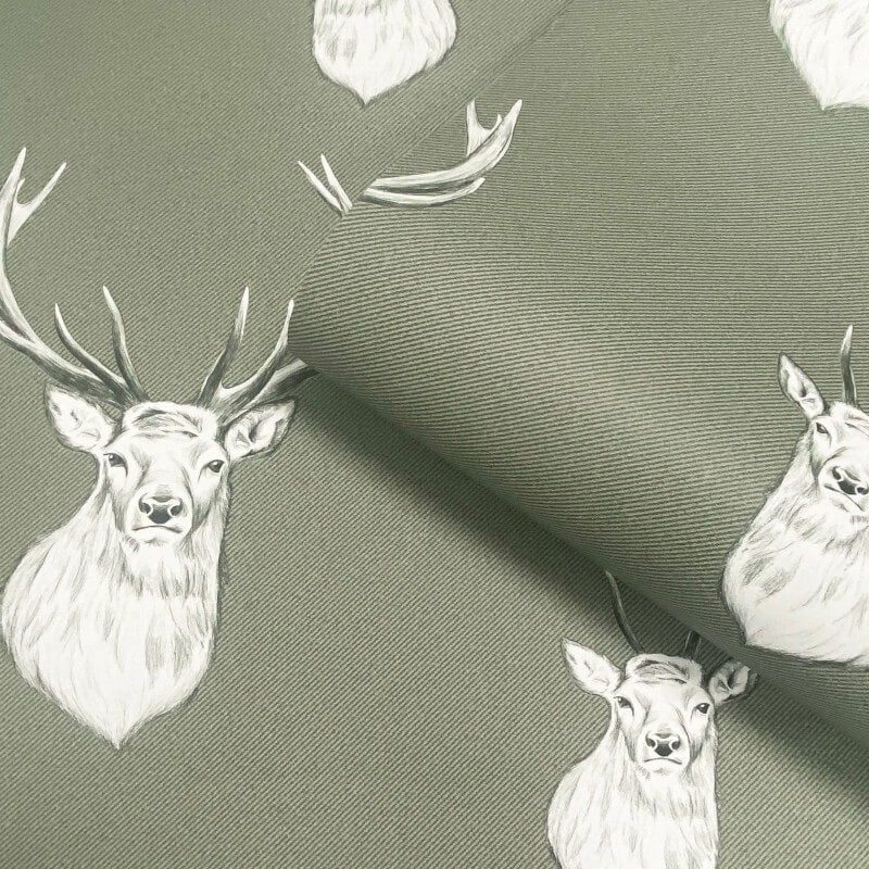 Stag Wallpaper - Sage Green - Catherine Lansfield - 165515 - Premier Wallcovering