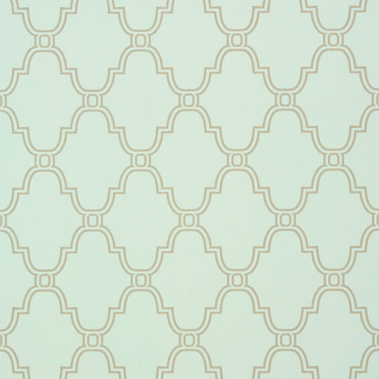Stanbury Trellis Wallpaper - Linen on Aqua - Thibaut - T35120 - Premier Wallcovering