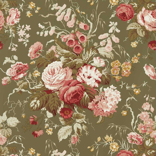 Stapleton Park Wallpaper - Olive/Bengal Red - DOSW217046 - Sanderson - Premier Wallcovering