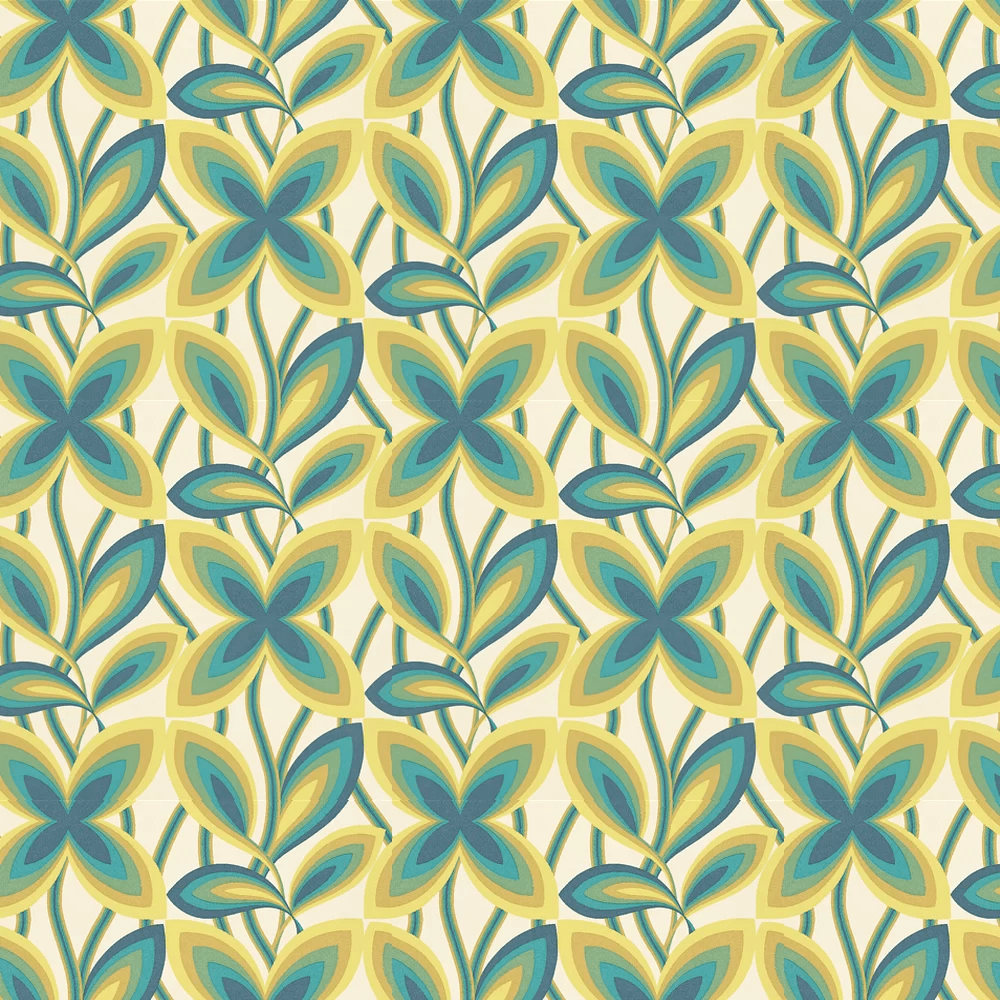 Starflower Wallpaper - Peacock / Yellow - Little Greene - 0280STPEACO - Premier Wallcovering