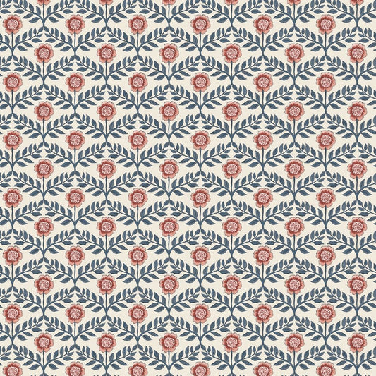 Stately Floral Wallpaper - Cream & Blue - Joules - 128956 - Premier Wallcovering