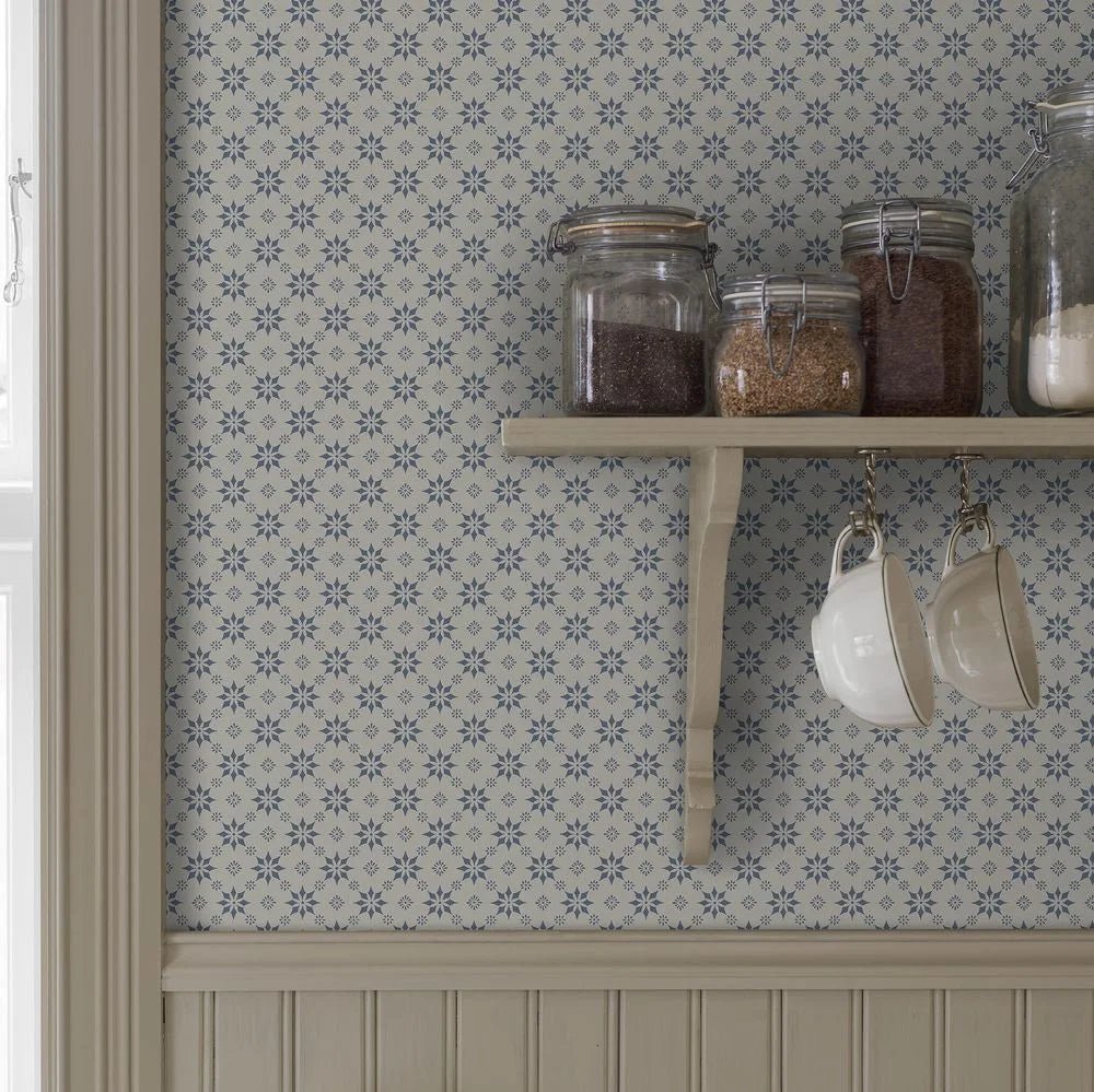 Stella Wallpaper - Blue - Boråstapeter - 8067 - Premier Wallcovering