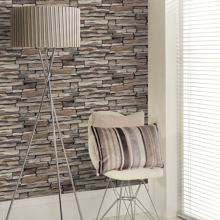 Stone Wallpaper - Natural - Holden Décor - 12365 - Premier Wallcovering