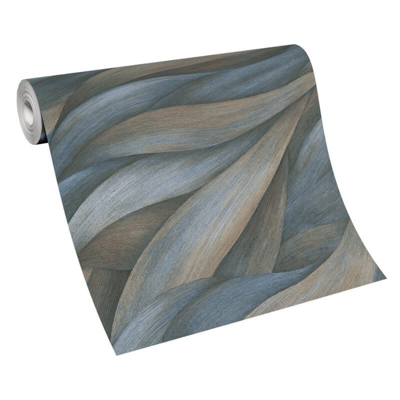 Stormy Lush Leaves Metallic Wallpaper - Blue - Erismann - 10257 - 08 - Premier Wallcovering