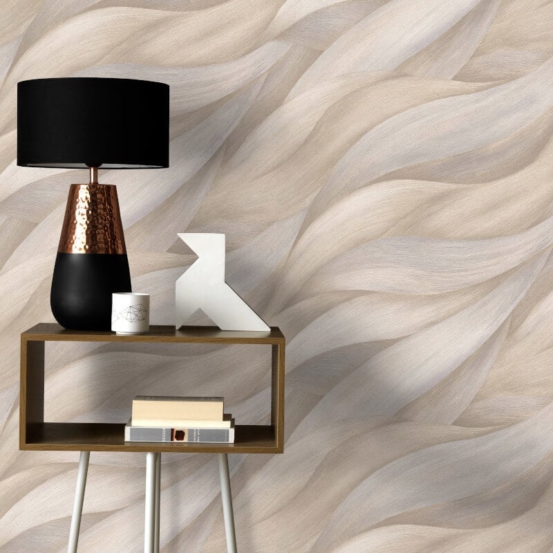 Stormy Lush Leaves Metallic Wallpaper - Beige - Erismann - 10257 - 02 - Premier Wallcovering