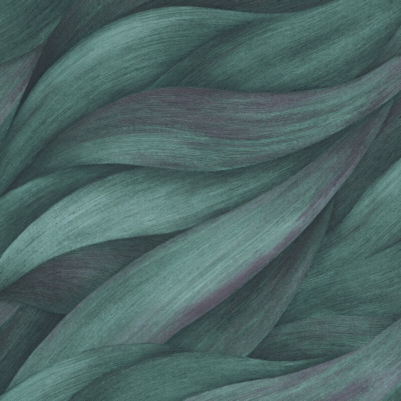 Stormy Lush Leaves Metallic Wallpaper - Petrol/Purple - Erismann - 10257 - 18 - Premier Wallcovering