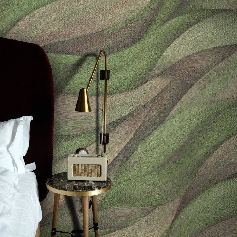 Stormy Lush Leaves Metallic Wallpaper - Green - Erismann - 10257 - 07 - Premier Wallcovering