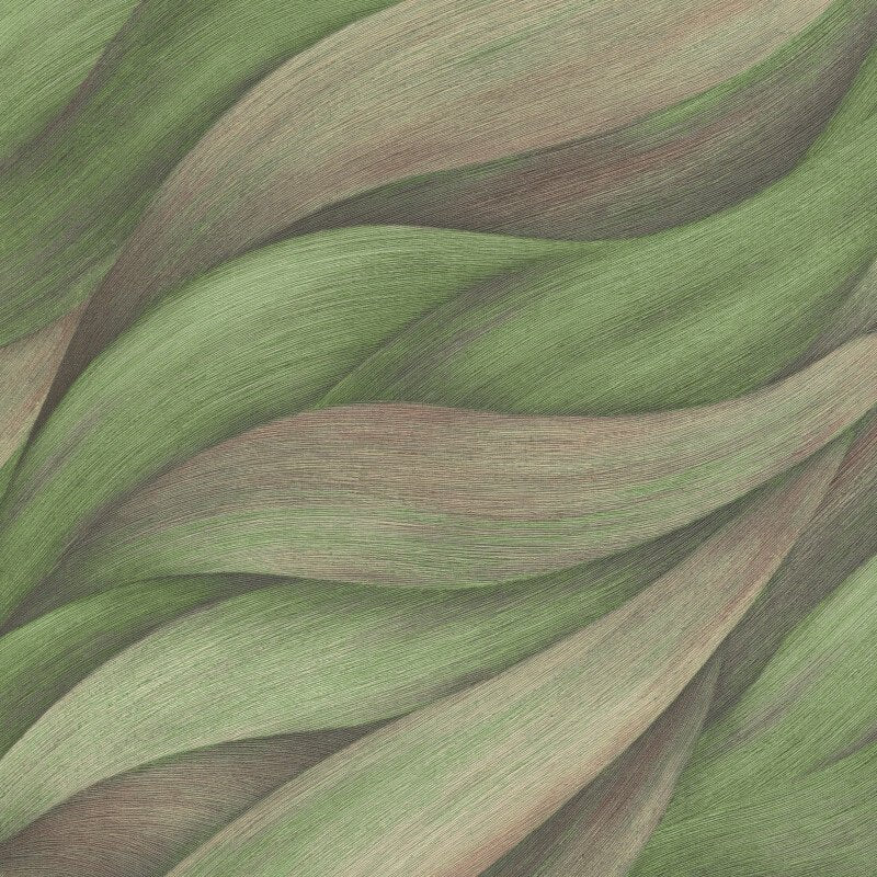 Stormy Lush Leaves Metallic Wallpaper - Green - Erismann - 10257 - 07 - Premier Wallcovering