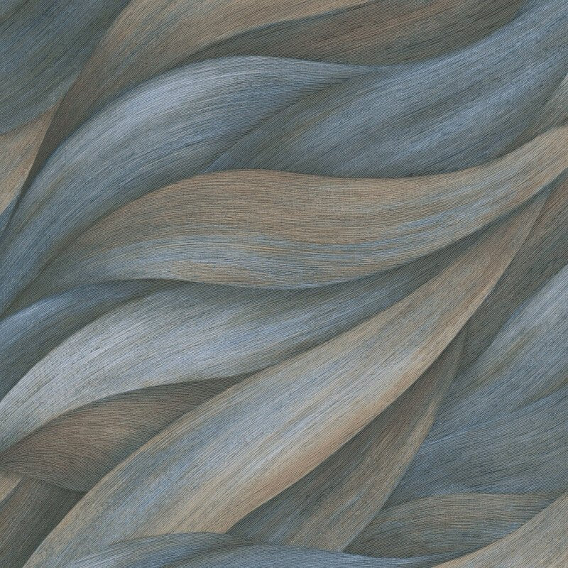 Stormy Lush Leaves Metallic Wallpaper - Blue - Erismann - 10257 - 08 - Premier Wallcovering