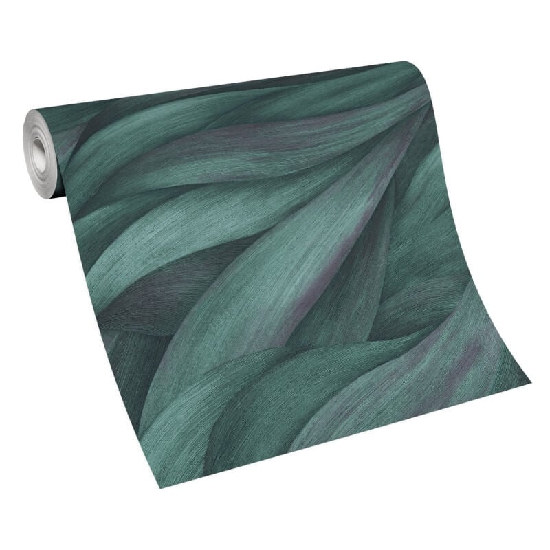 Stormy Lush Leaves Metallic Wallpaper - Petrol/Purple - Erismann - 10257 - 18 - Premier Wallcovering