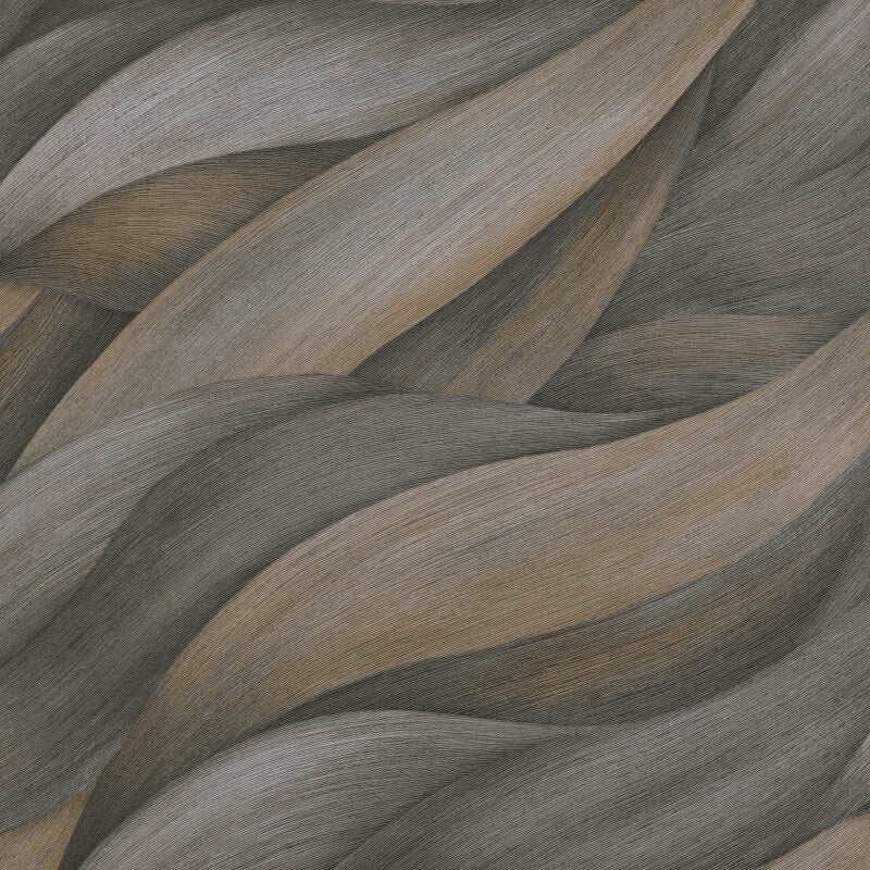Stormy Lush Leaves Metallic Wallpaper - Dark Brown/Grey - Erismann - 10257 - 10 - Premier Wallcovering