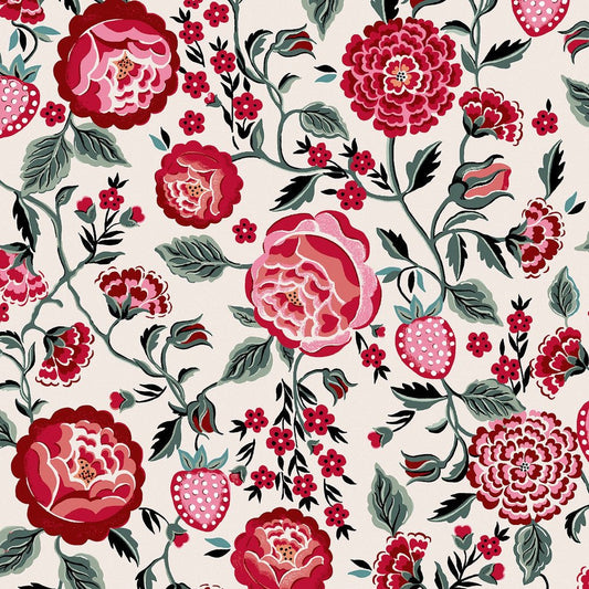 Strawberry Garden Wallpaper - Rose - 125497 - Cath Kidston - Premier Wallcovering